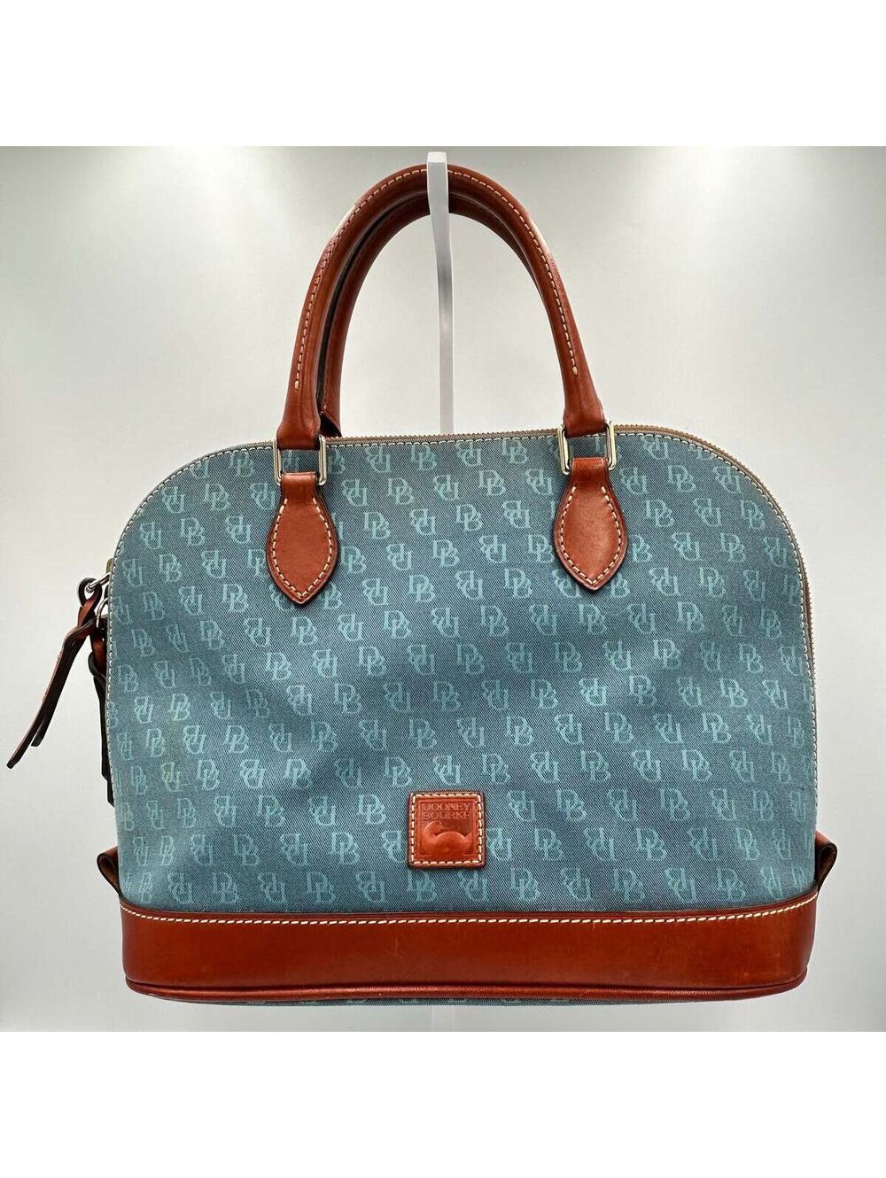 Dooney Bourke Monogram Blue Logo Canvas Red Interior Satchel